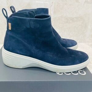 ECCO {41} Ankle Boots Navy Blue White Wedge "Night Sky"